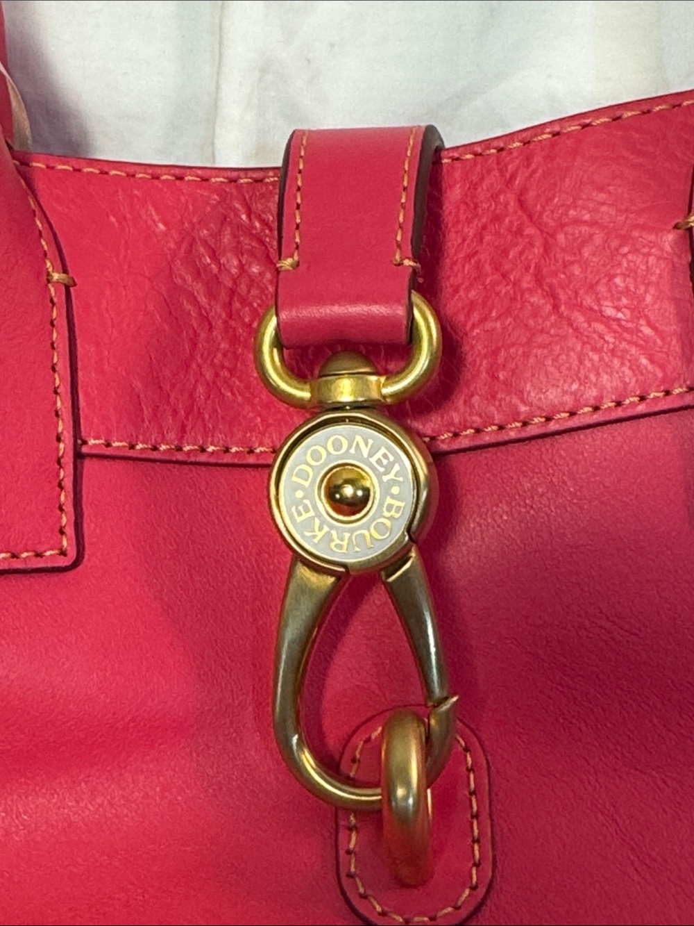 Dooney and Bork Pink Leather Tote Bag with Gold Hardware - Picture 12 of 13